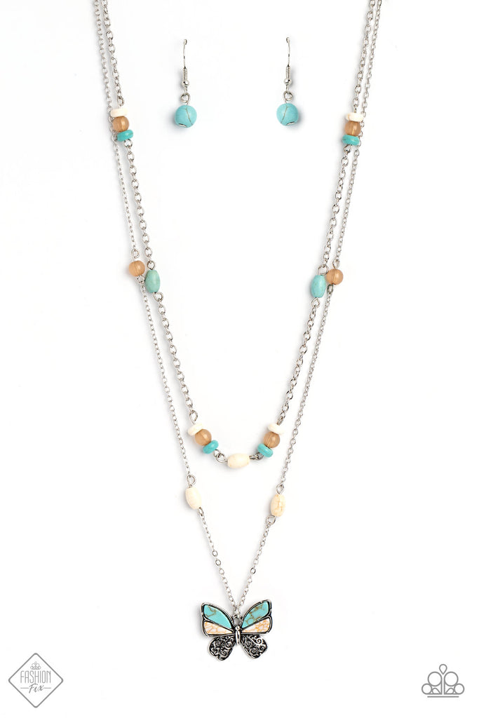 PRE  ORDER Free-Spirited Flutter - Blue Paparazzi Necklace - The Sassy Sparkle