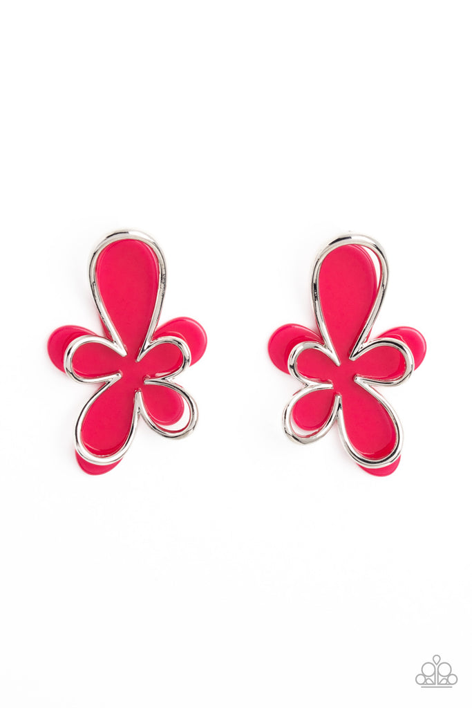 Glimmering Gardens - Pink Post Earring-Paparazzi