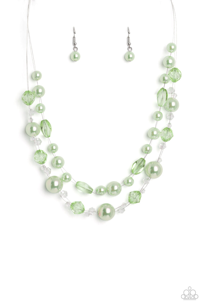Parisian Pearls - Green Pearl Necklace-Paparazzi
