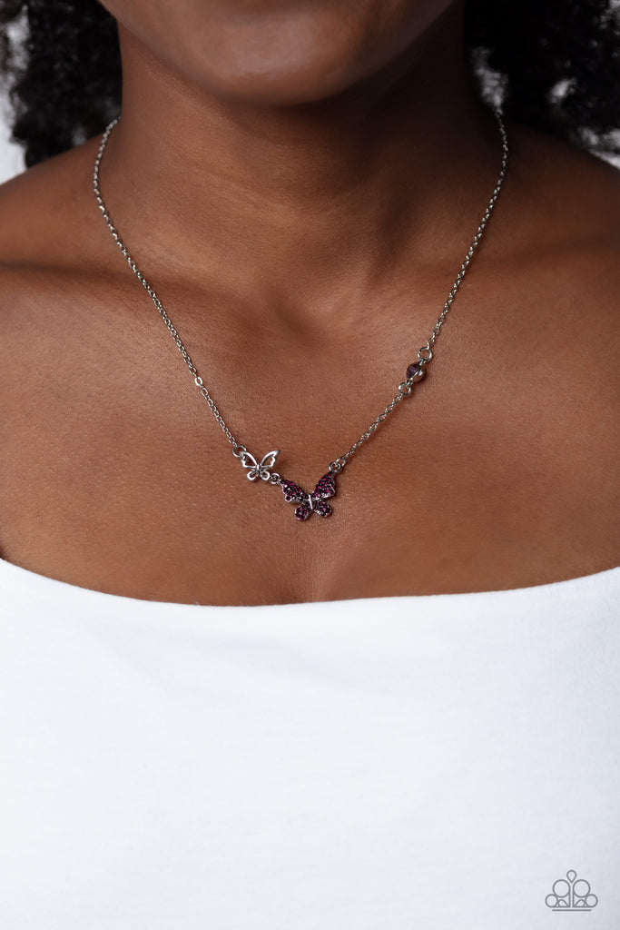 Can't BUTTERFLY Me Love - Purple Necklace-Paparazzi