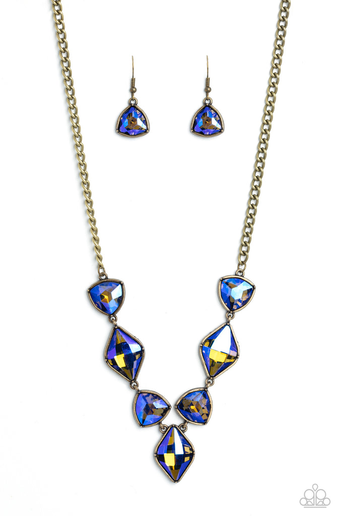 Glittering Geometrics - Brass Necklace-Paparazzi - The Sassy Sparkle