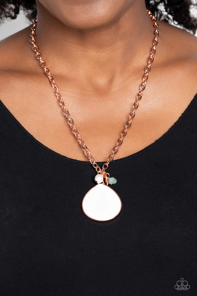 I Put A SHELL On You - Copper Pearl Necklace-Paparazzi