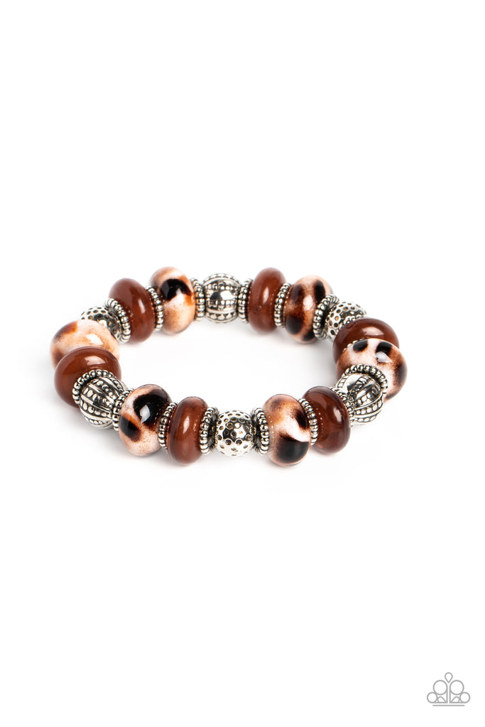 Warped Wayfarer - Brown Bracelet-Paparazzi