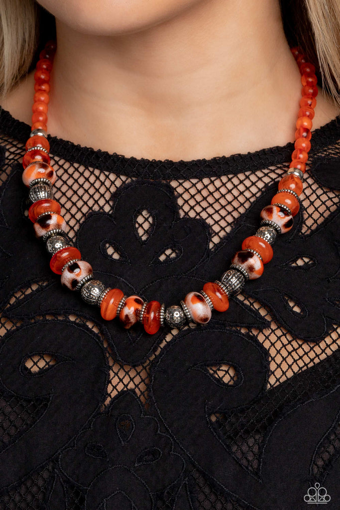 Warped Whimsicality - Orange Necklace-Paparazzi