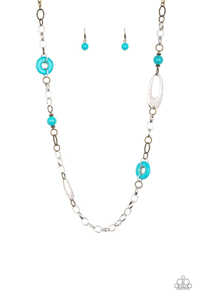 Paparazzi-Artisan Artifact-Multi Necklace-Mixed Metals-Turquoise Stone Rings - The Sassy Sparkle