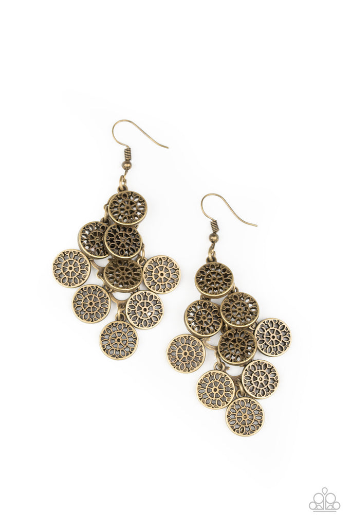 Blushing Blooms-Brass Earring-Paparazzi - The Sassy Sparkle