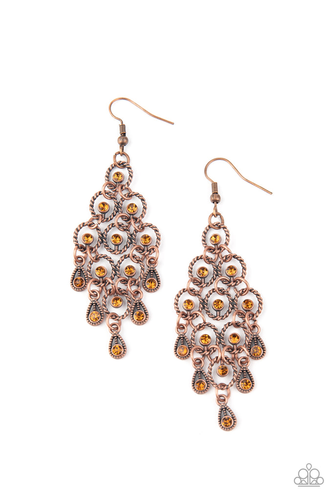 Chandelier Cameo - Vintage Copper Earring-Paparazzi