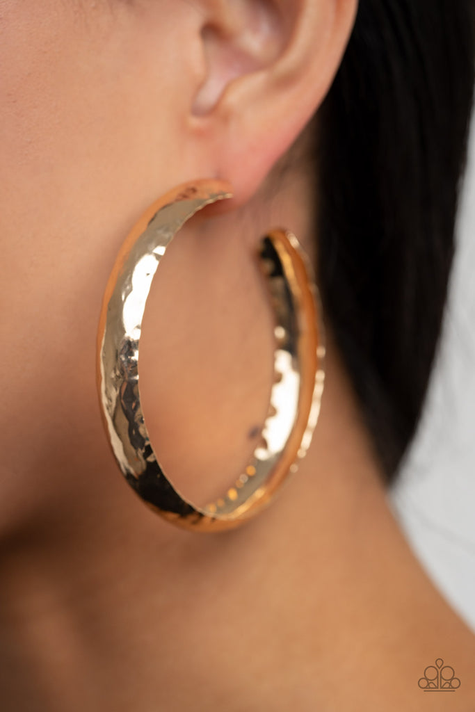 Check Out These Curves-Gold Hoop Earring-Paparazzi - The Sassy Sparkle