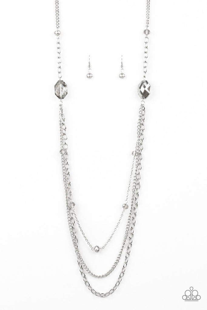 Dare To Dazzle-Silver Necklace-Long-Layered-Paparazzi - The Sassy Sparkle