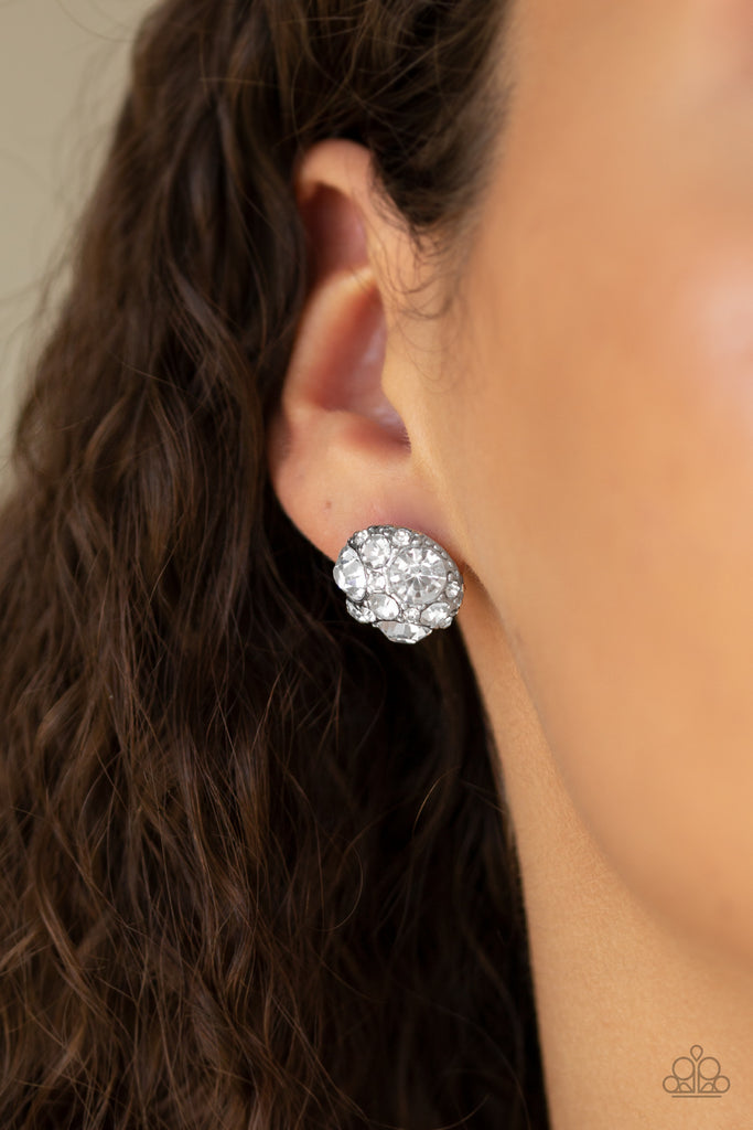 Diamond Daze - White Post Earrings-Paparazzi
