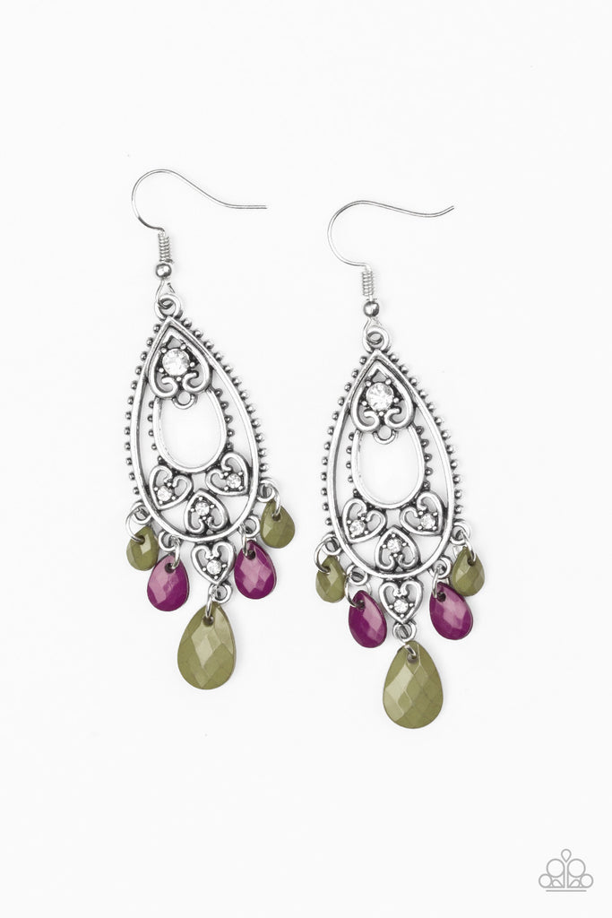 Paparazzi-Fashion Flirt-Multi Colored Earrings-Purple and Army Green - The Sassy Sparkle
