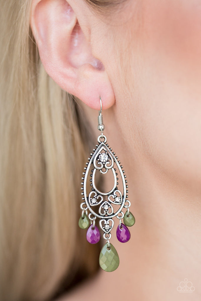 Paparazzi-Fashion Flirt-Multi Colored Earrings-Purple and Army Green - The Sassy Sparkle