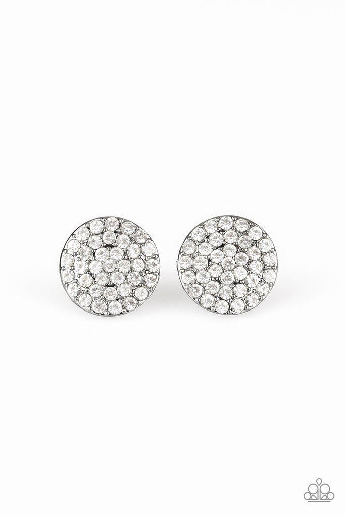 Greatest Of All Time-White Rhinestone Post Earring-Paparazzi - The Sassy Sparkle