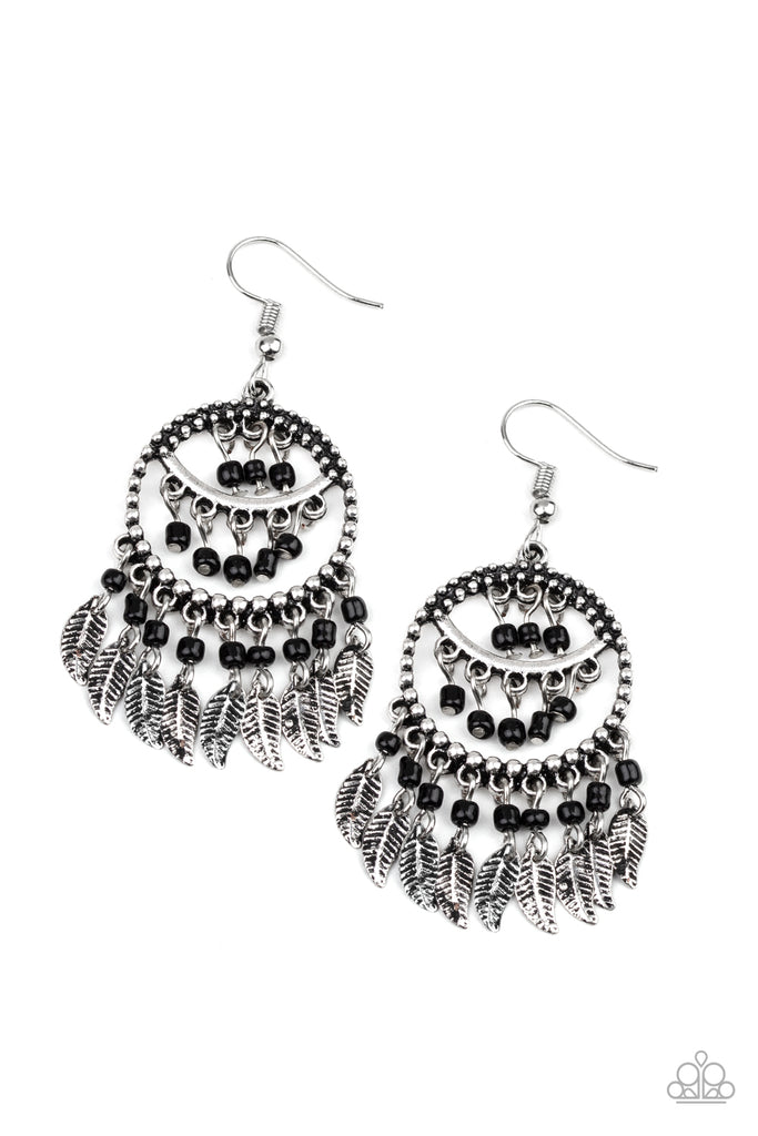 Herbal Remedy-Black Paparazzi Feather Fringe Earrings - The Sassy Sparkle