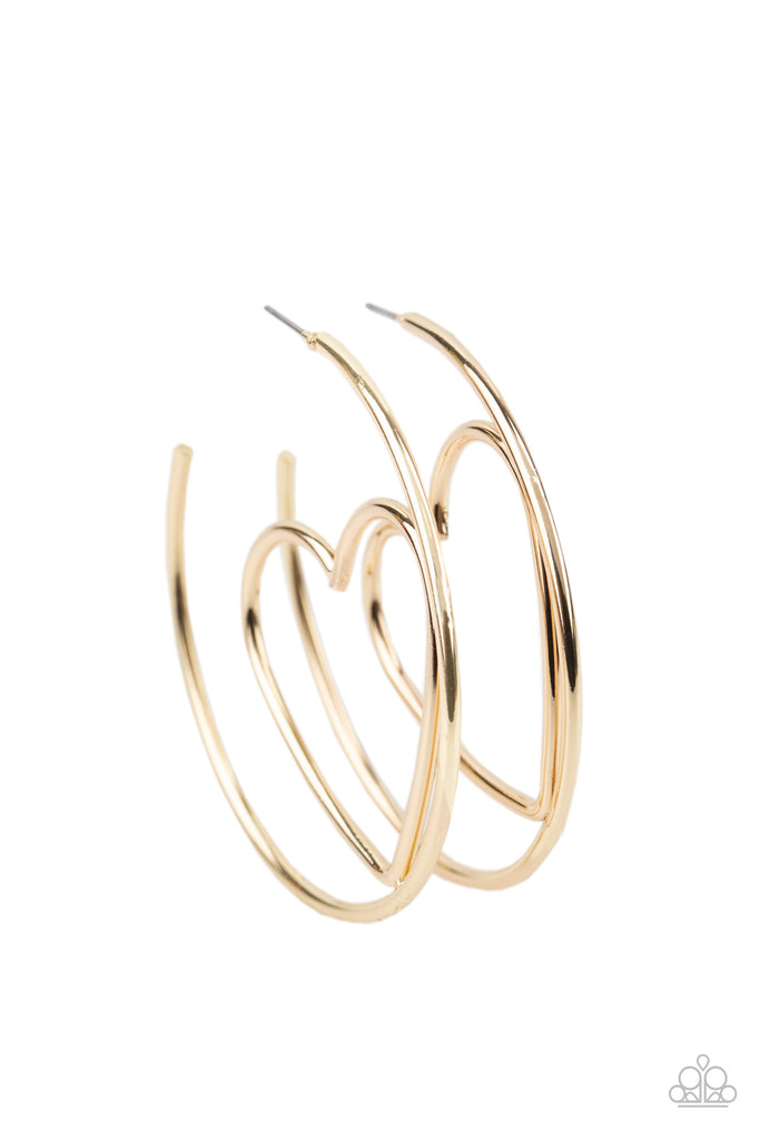 Love At First BRIGHT - Gold Post Hoop Earring-Paparazzi