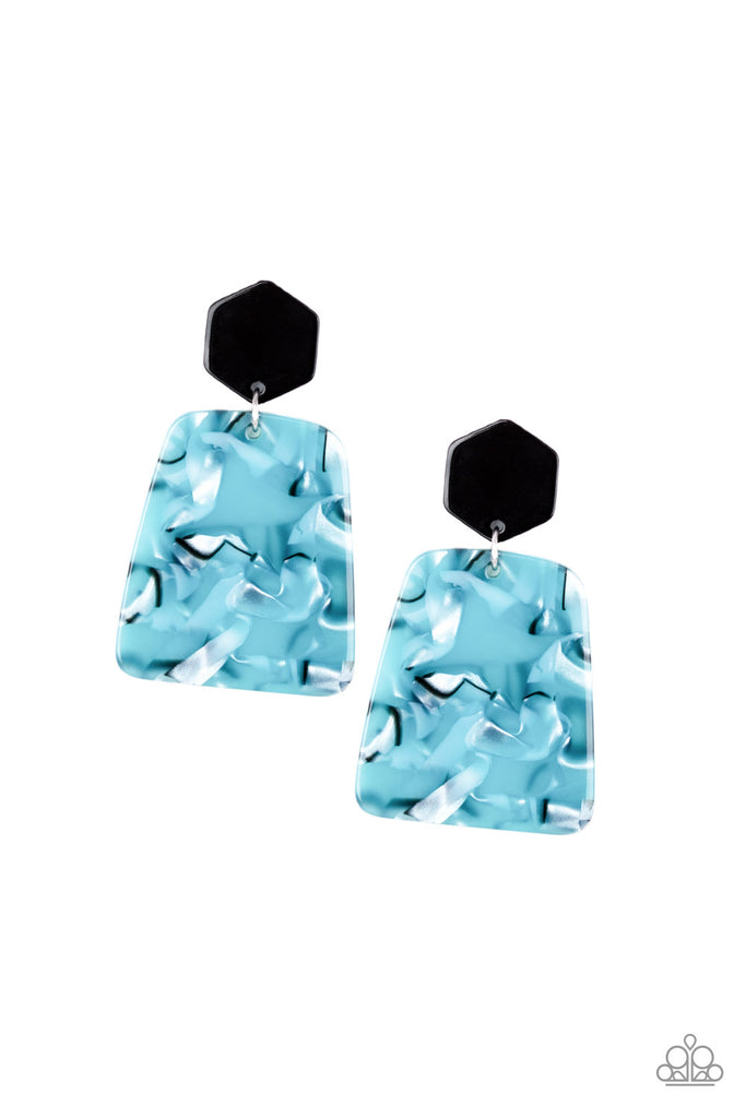 Paparazzi-Majestic Mariner-Blue acrylic post earrings - The Sassy Sparkle