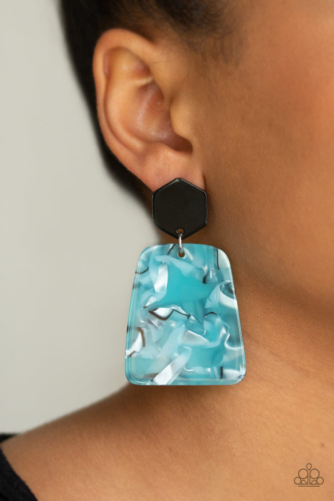 Paparazzi-Majestic Mariner-Blue acrylic post earrings - The Sassy Sparkle