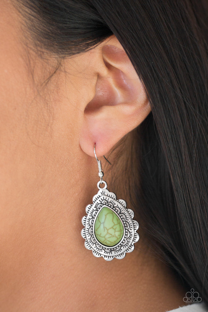 Mesa Mustang-Green Stone Earrings Paparazzi - The Sassy Sparkle