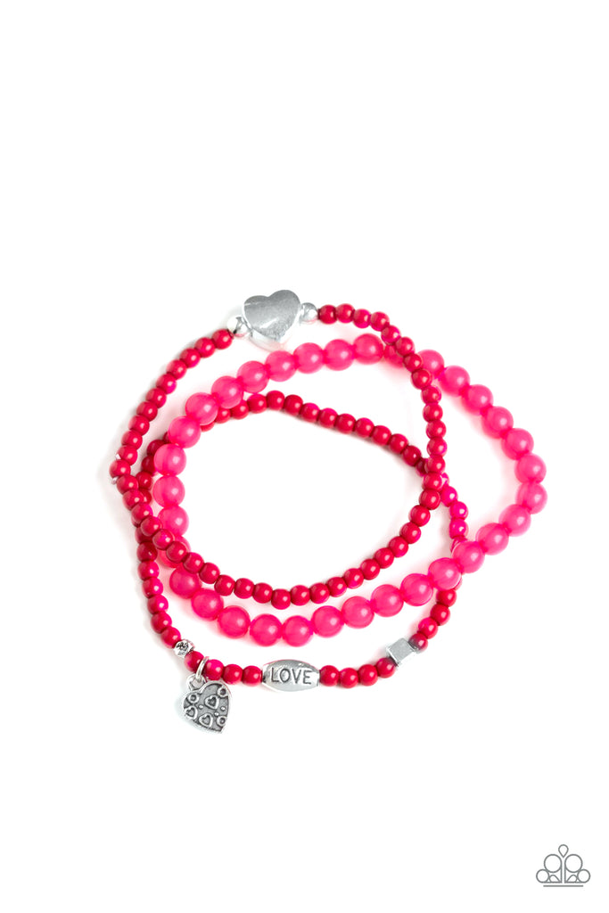 Really Romantic-Pink Paparazzi-bracelet set-stretchy-charms - The Sassy Sparkle