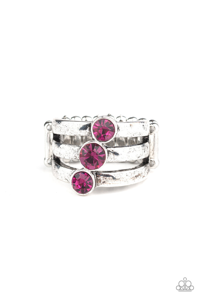 Triple The Twinkle-Pink Ring-Paparazzi - The Sassy Sparkle