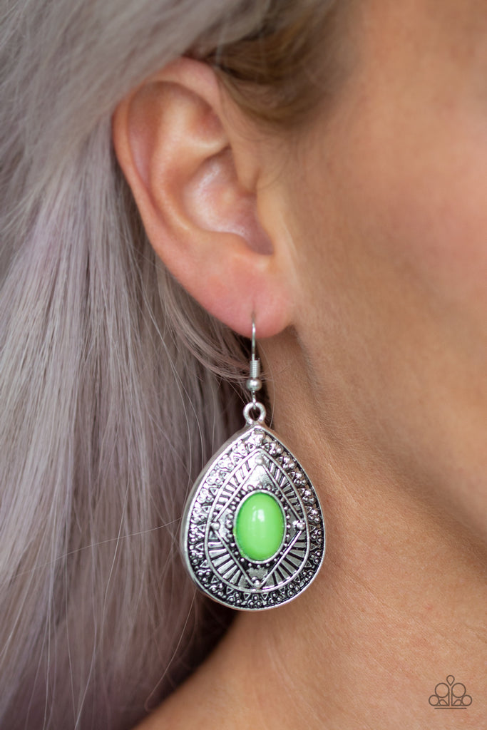 Tropical Topography-Green Earring-Paparazzi - The Sassy Sparkle