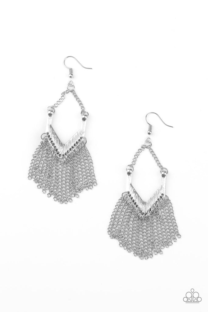 Unchained Fashion-Silver Earring-Paparazzi - The Sassy Sparkle