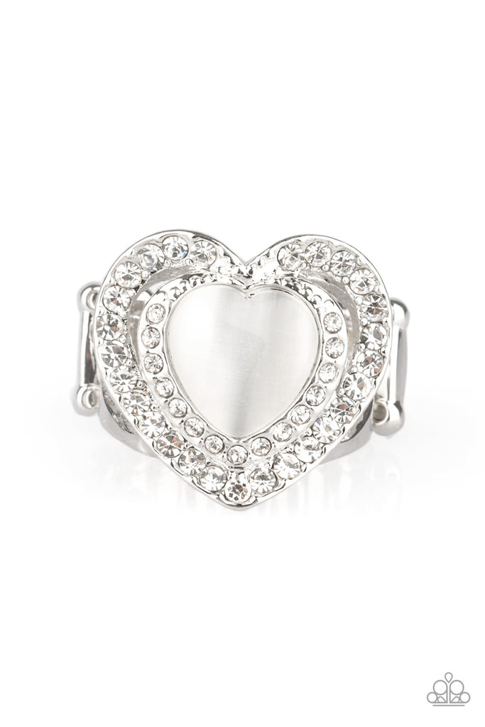 What The Heart Wants-White Moonstone Heart Ring-PAPARAZZI - The Sassy Sparkle