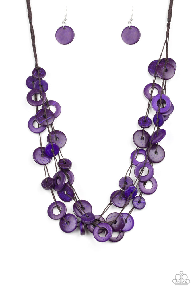 Wonderfully Walla Walla - Purple Wood Necklace-Paparazzi