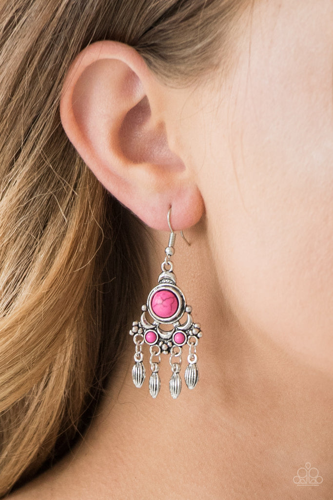 No Place Like HOMESTEAD-Pink Earring-Stone-Paparazzi - The Sassy Sparkle