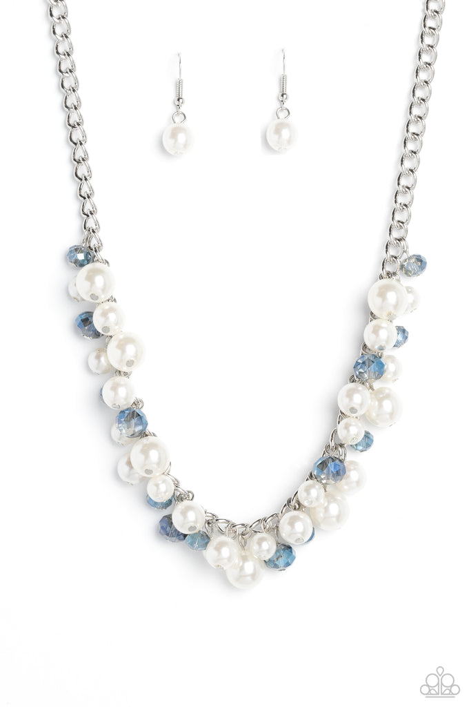 Glinting Goddess - Blue Pearl Necklace-Paparazzi