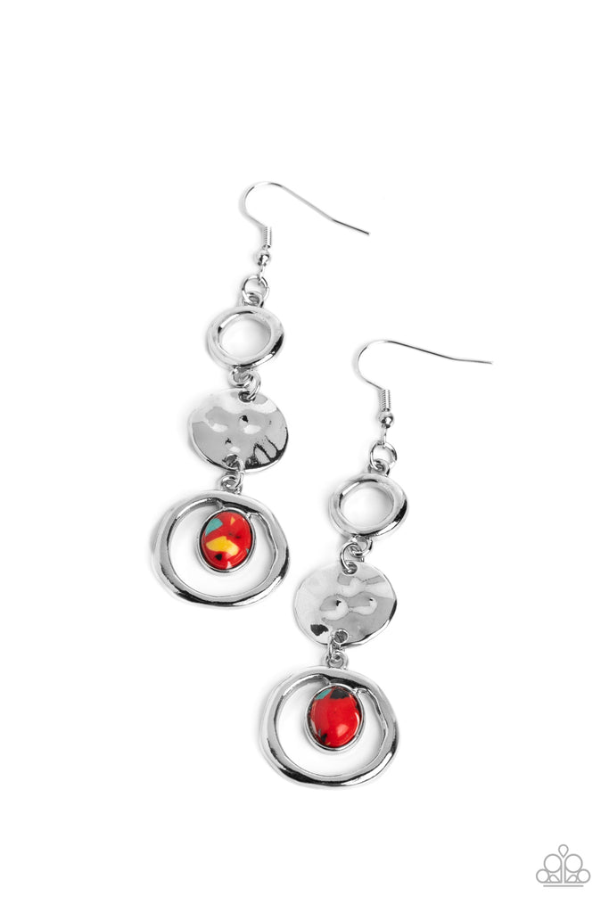Marble Montage - Red Paparazzi Earring - The Sassy Sparkle