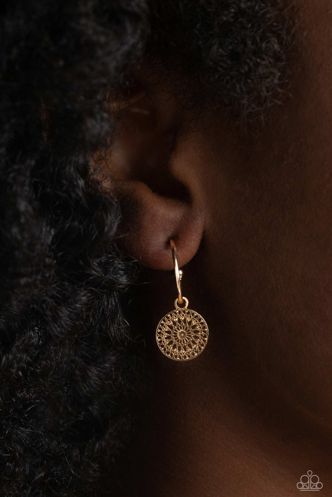 Mandala Maiden - Gold Post Hoop Earring-Paparazzi