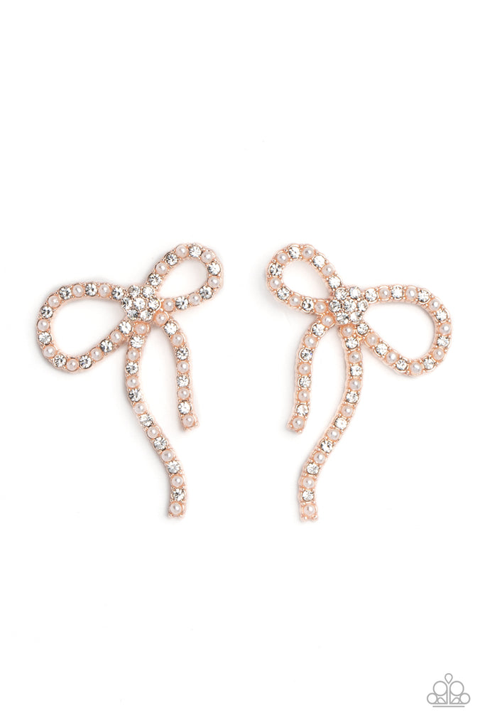 Deluxe Duet - Rose Gold Post Earring-Paparazzi