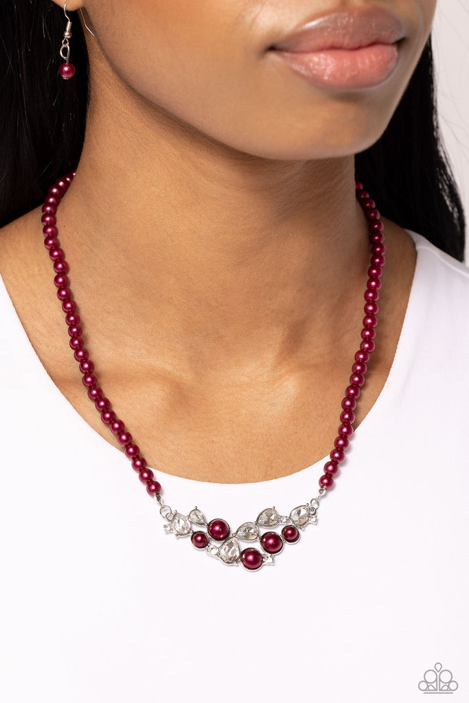 Pampered Pearls - Red Necklace-Paparazzi