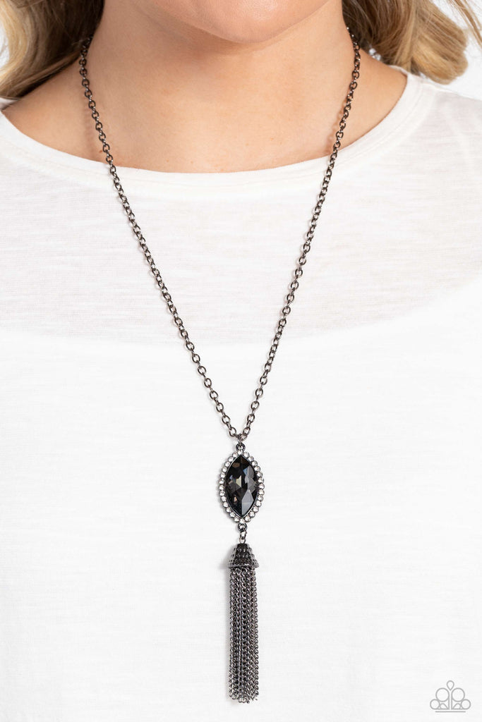 Tassel Tabloid - Black Necklace-Paparazzi