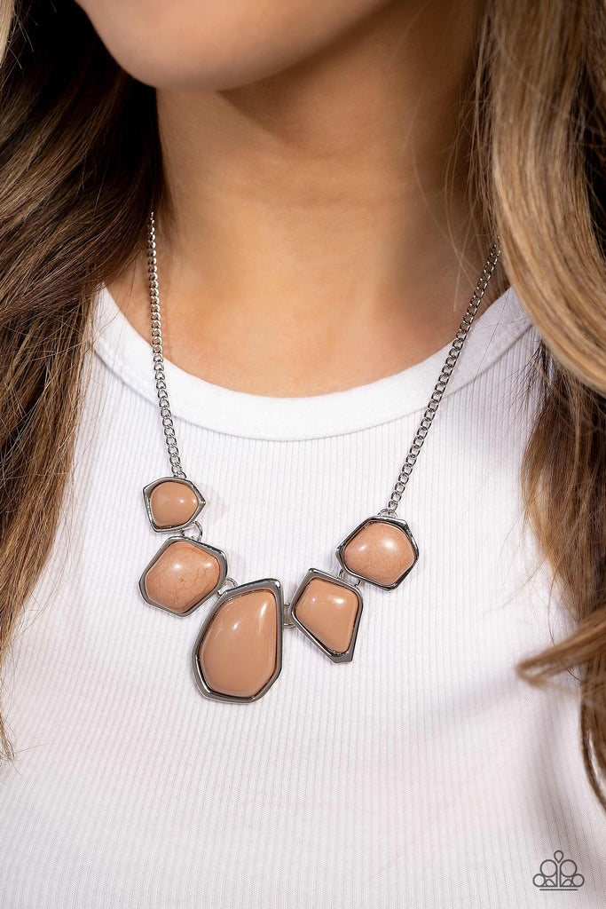Beyond the Badlands - Brown Necklace-Paparazzi