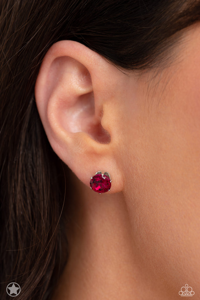 Just In TIMELESS - Pink Post Earring-Blockbuster-Paparazzi