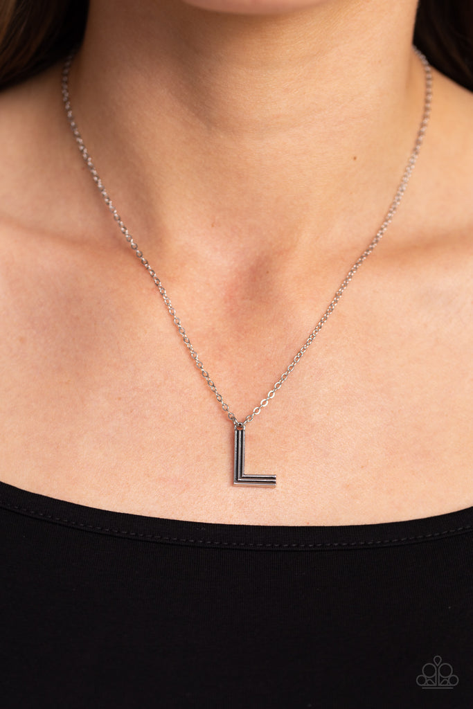 Leave Your Initials - Silver - L Paparazzi Necklace