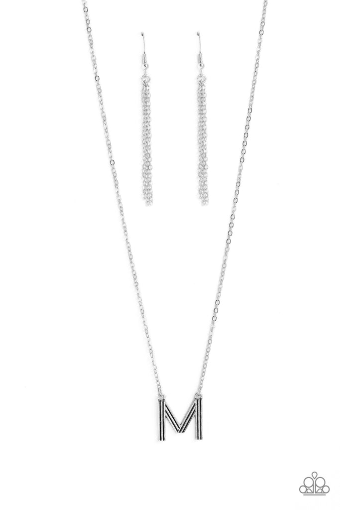 Leave Your Initials - Silver “M” Necklace-Paparazzi