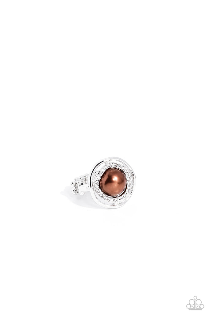 Chic Center - Brown Pearl Ring-Paparazzi