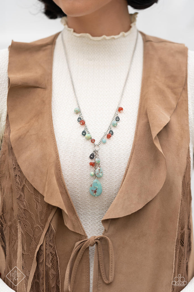 Notably Natural - Blue Stone Necklace-Paparazzi