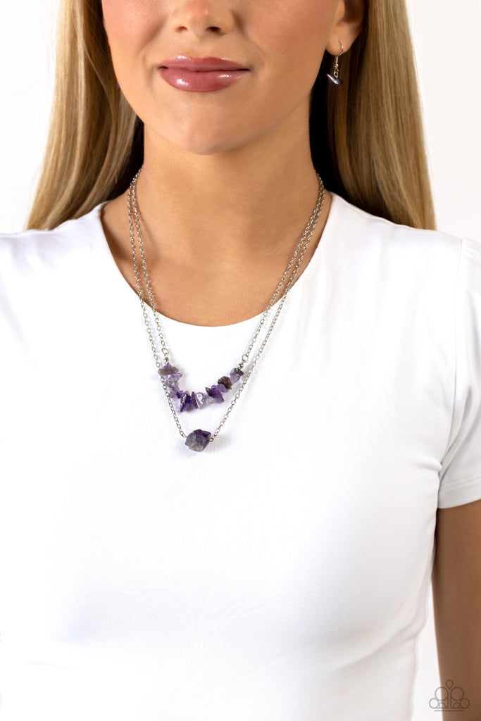Chiseled Caliber - Purple Stone Necklace-Paparazzi
