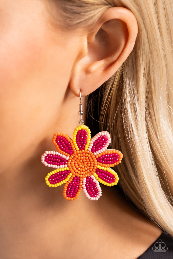 Decorated Daisies - Pink Earring-Paparazzi
