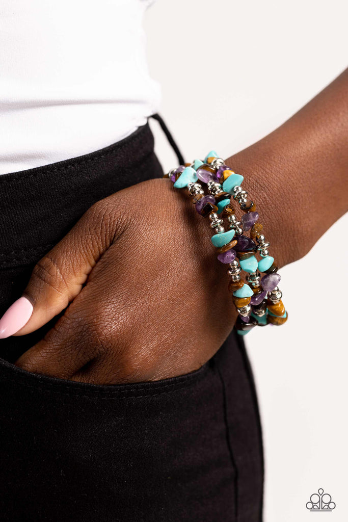 Stacking Stones - Brown Stone Bracelet-Paparazzi