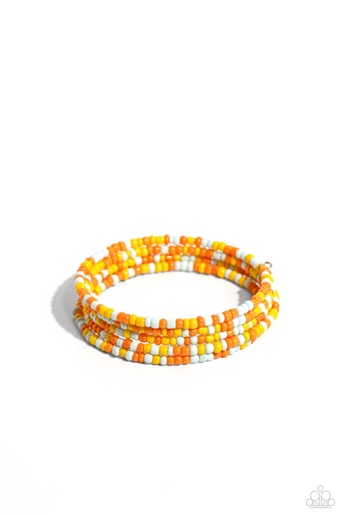 Coiled Candy - Yellow Seed Bead Bracelet-Paparazzi