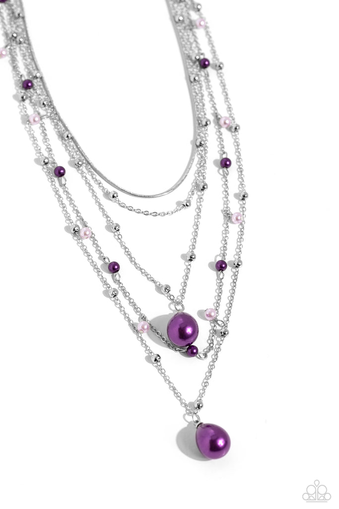 SASS with Flying Colors - Purple Pearl Necklace-Paparazzi