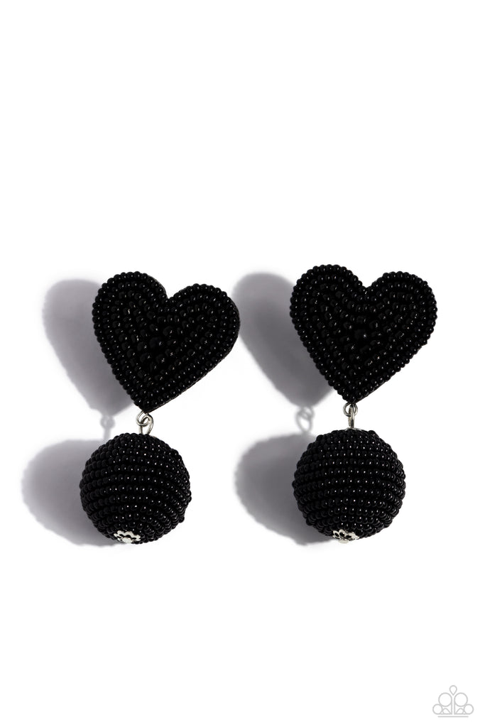 Spherical Sweethearts - Black Paparazzi Earring - The Sassy Sparkle