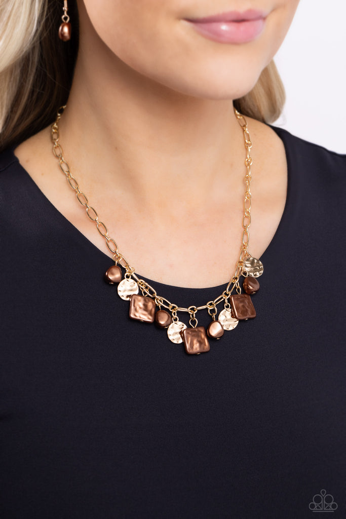Sophisticated Squared - Brown Necklace-Paparazzi