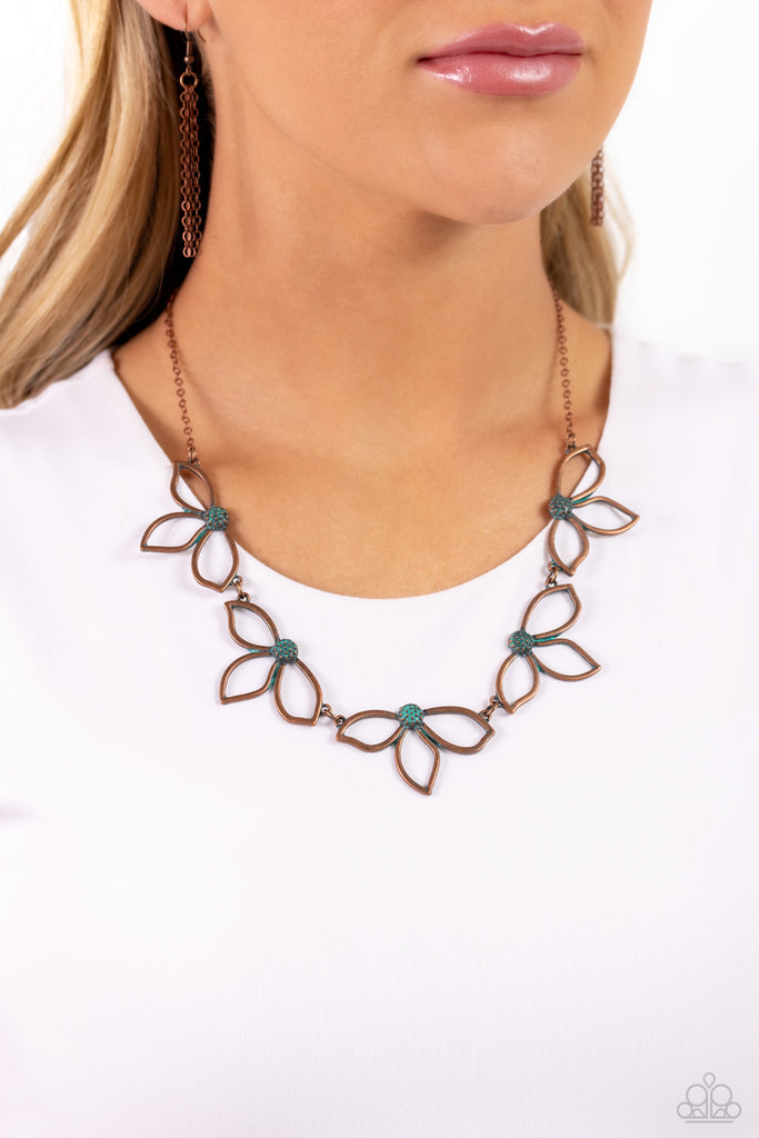 Petal Pageantry - Vintage Copper Necklace-Paparazzi