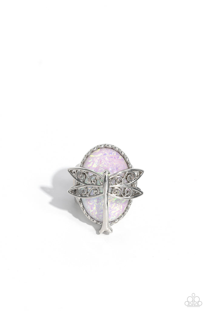 Dragonfly Dazzle - White Paparazzi Ring - The Sassy Sparkle